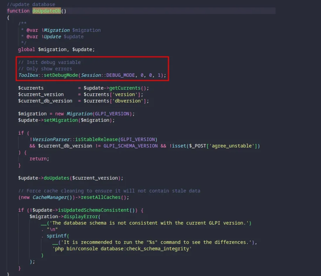 [CVE-2025-25192] Unauthorized access to debug mode in GLPI